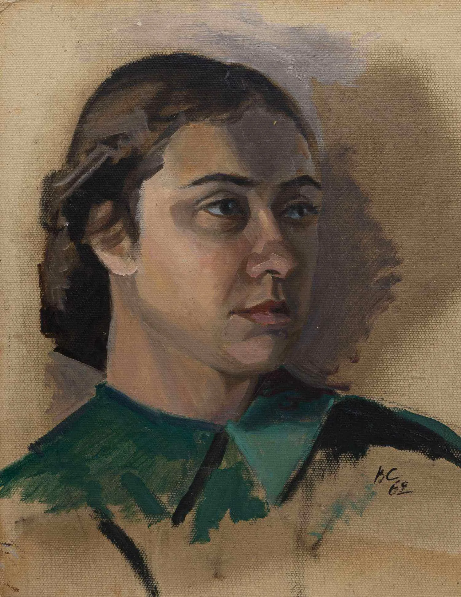 Неизвестный художник (Монограмма ВС). Женский портрет. 1962.