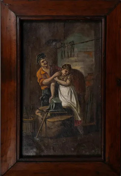 Неизвестный художник (Н. Орлов по подписи). Копия с картины Хьюго Коченрайтера. У кузнеца. 1928.