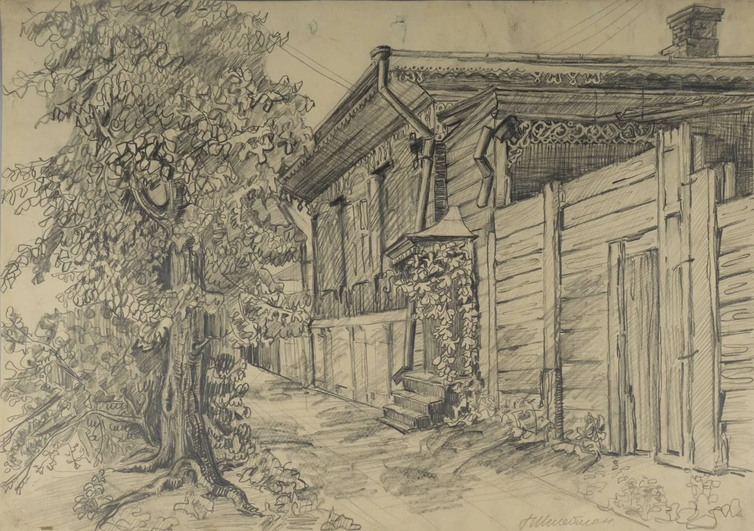 Штейман Алексей Георгиевич. Московский дворик. 1970-е.