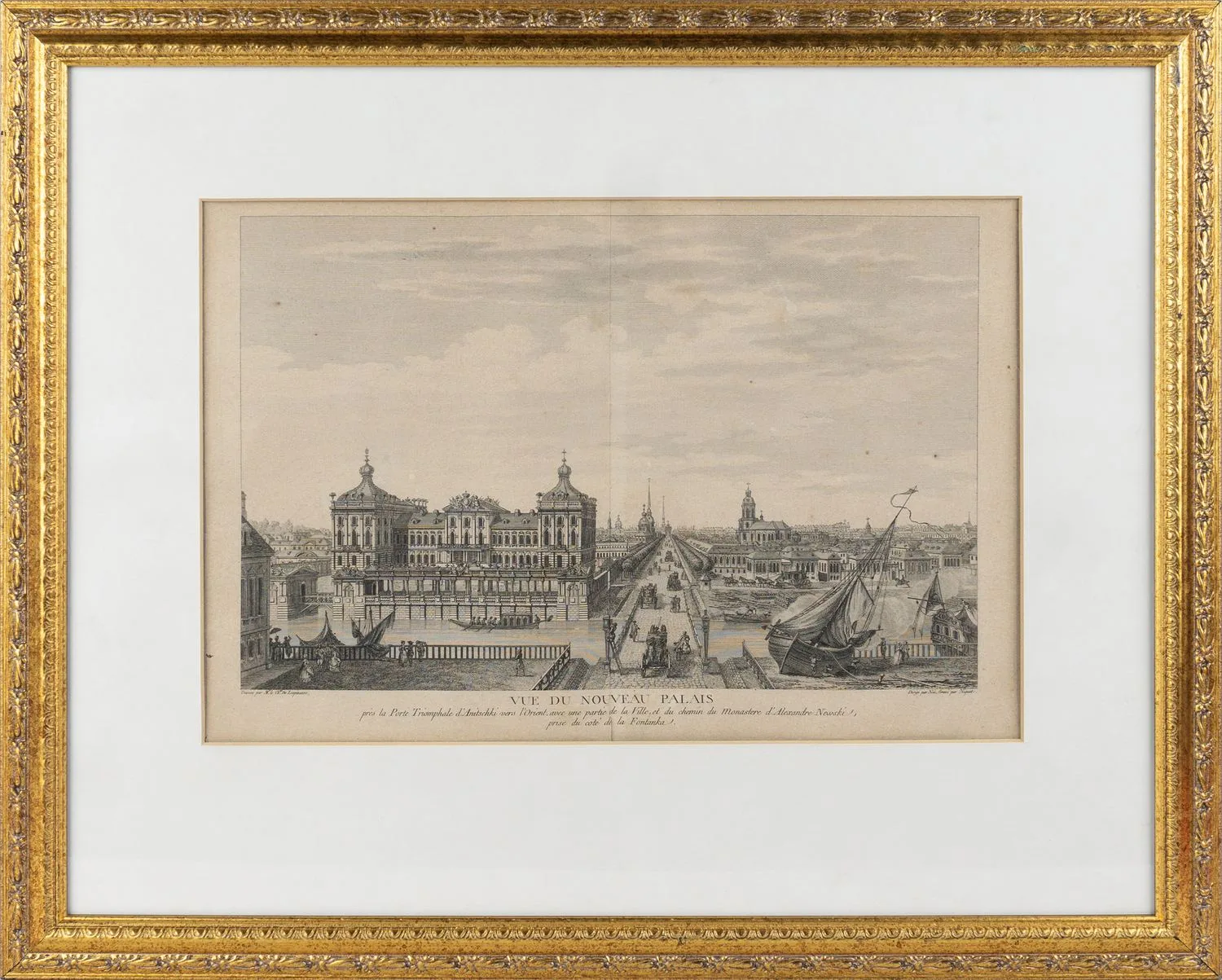 Николя Луи де Леспинас (художник), Франсуа Дени Не (гравер) с рисунка Михаила Ивановича Махаева. Вид Аничкого дворца в Санкт - Петербурге. Париж. 1783.