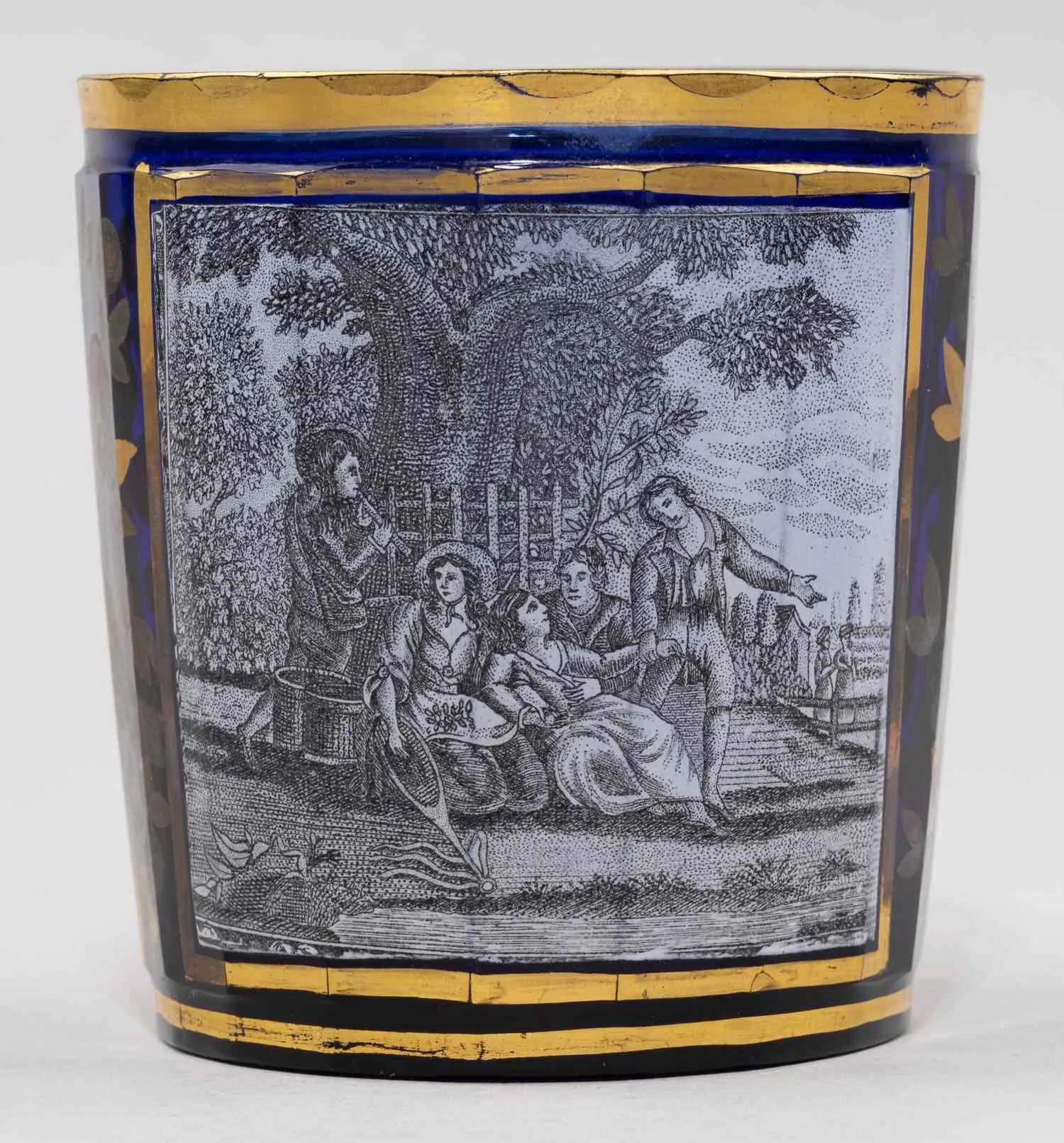 Стакан кобальтовый со сценой «Май» по рисунку Уильяма Гамильтона (William Hamilton, 1751-1801). Россия, 1840-е годы.