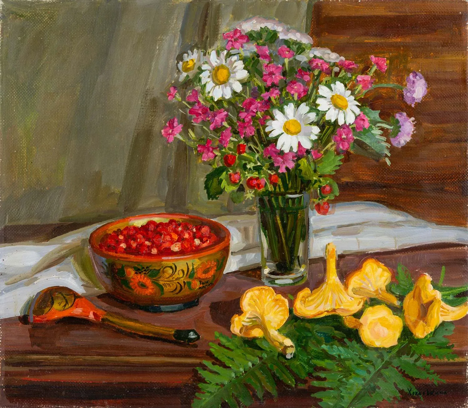 Хохловкина Эльза Давидовна. Натюроморт с лисичками. 2012.