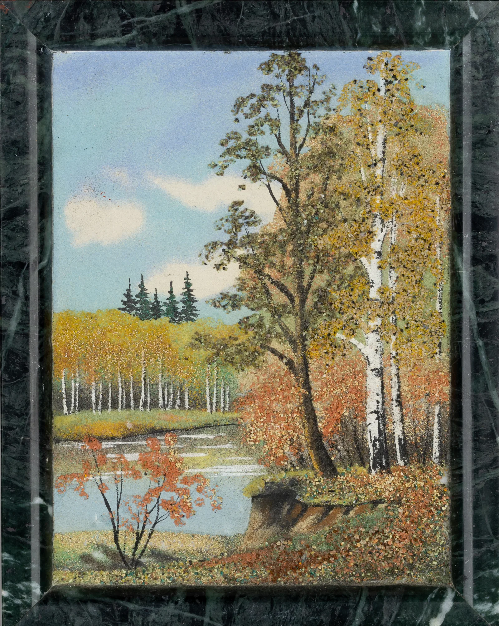 Панно с пейзажем лесных берез. СССР, вторая половина XX века.