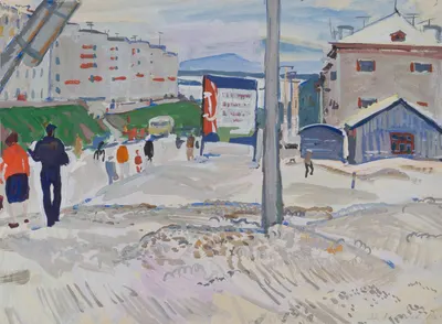 Алексеев Адольф Евгеньевич. Улица Ленина в городе Амурске. 1964.