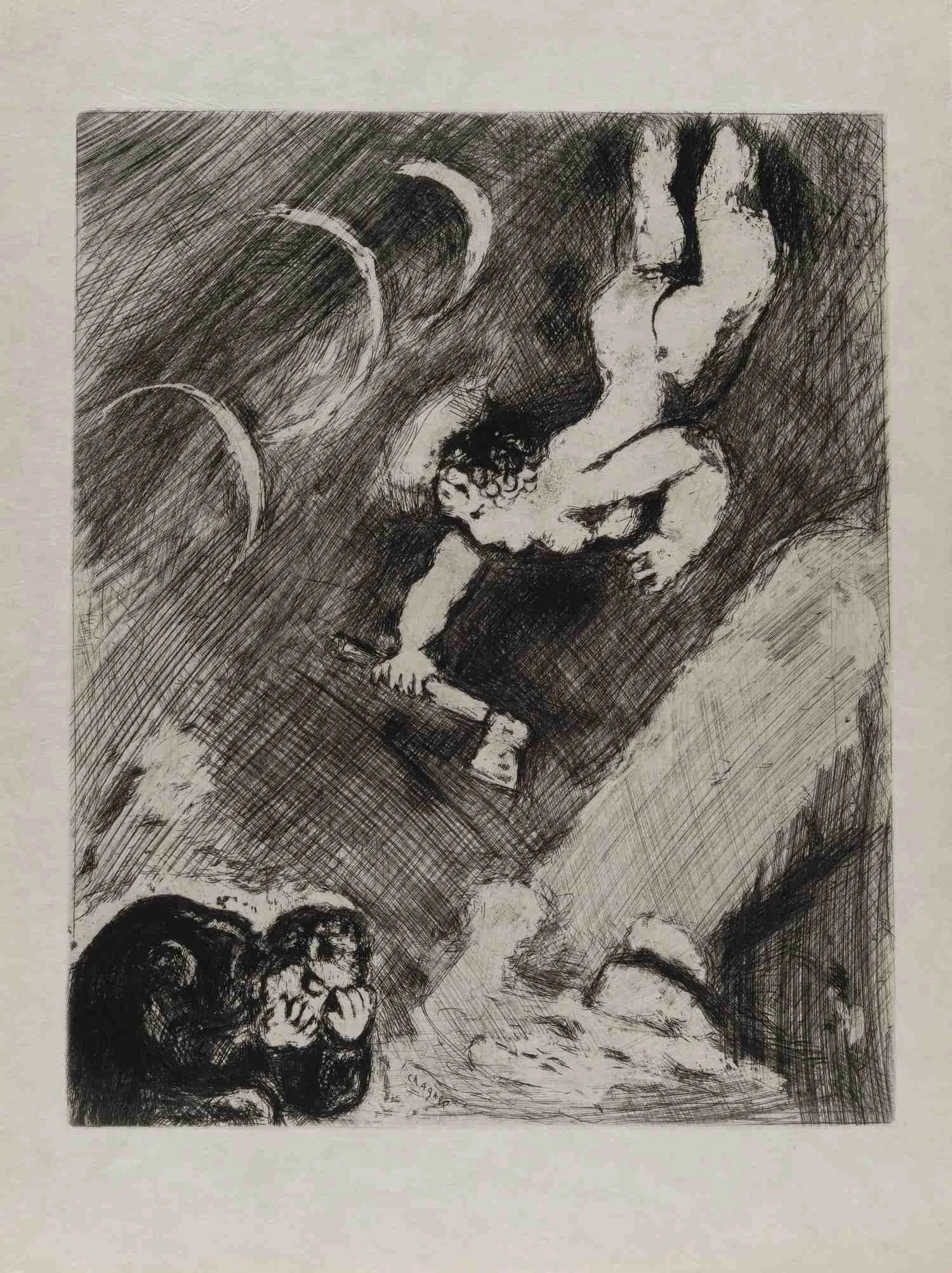 Шагал Марк Захарович. Дровосек и Меркурий. 1927. Иллюстрация к басне Жана де Лафонтена.