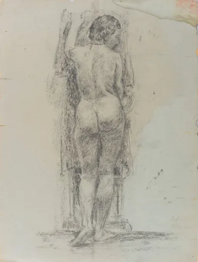 Аветов Михаил Никитич. Натурщица у занавески. 1940.