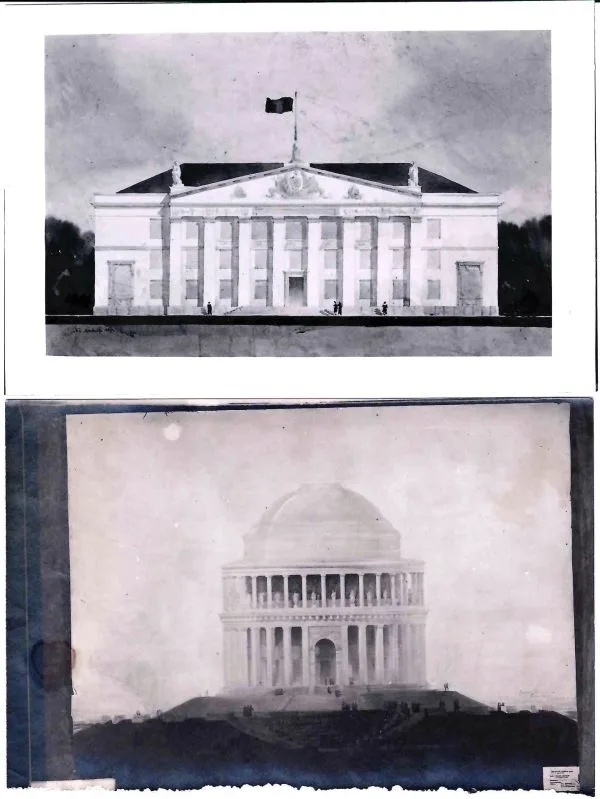 9 фотографий проектов и архитектурных элементов. СССР, 1940-е годы.