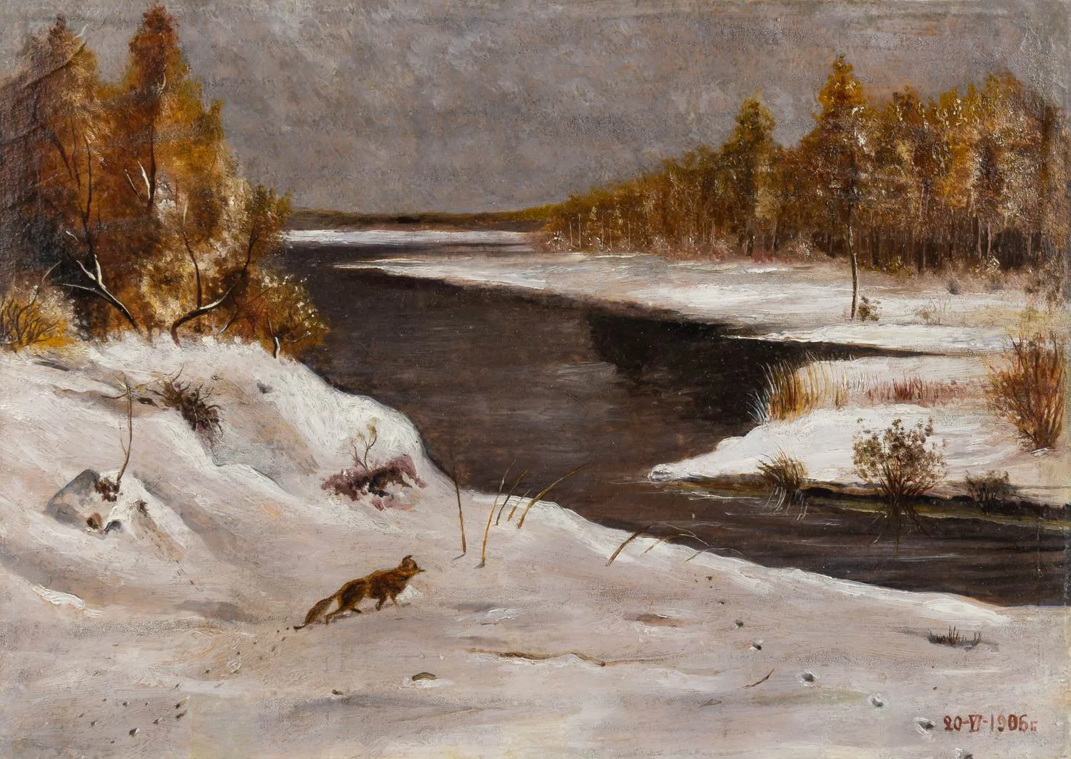 Неизвестный художник. Пейзаж с лисой. 1906 (?).