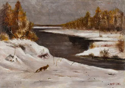 Неизвестный художник. Пейзаж с лисой. 1906 (?).