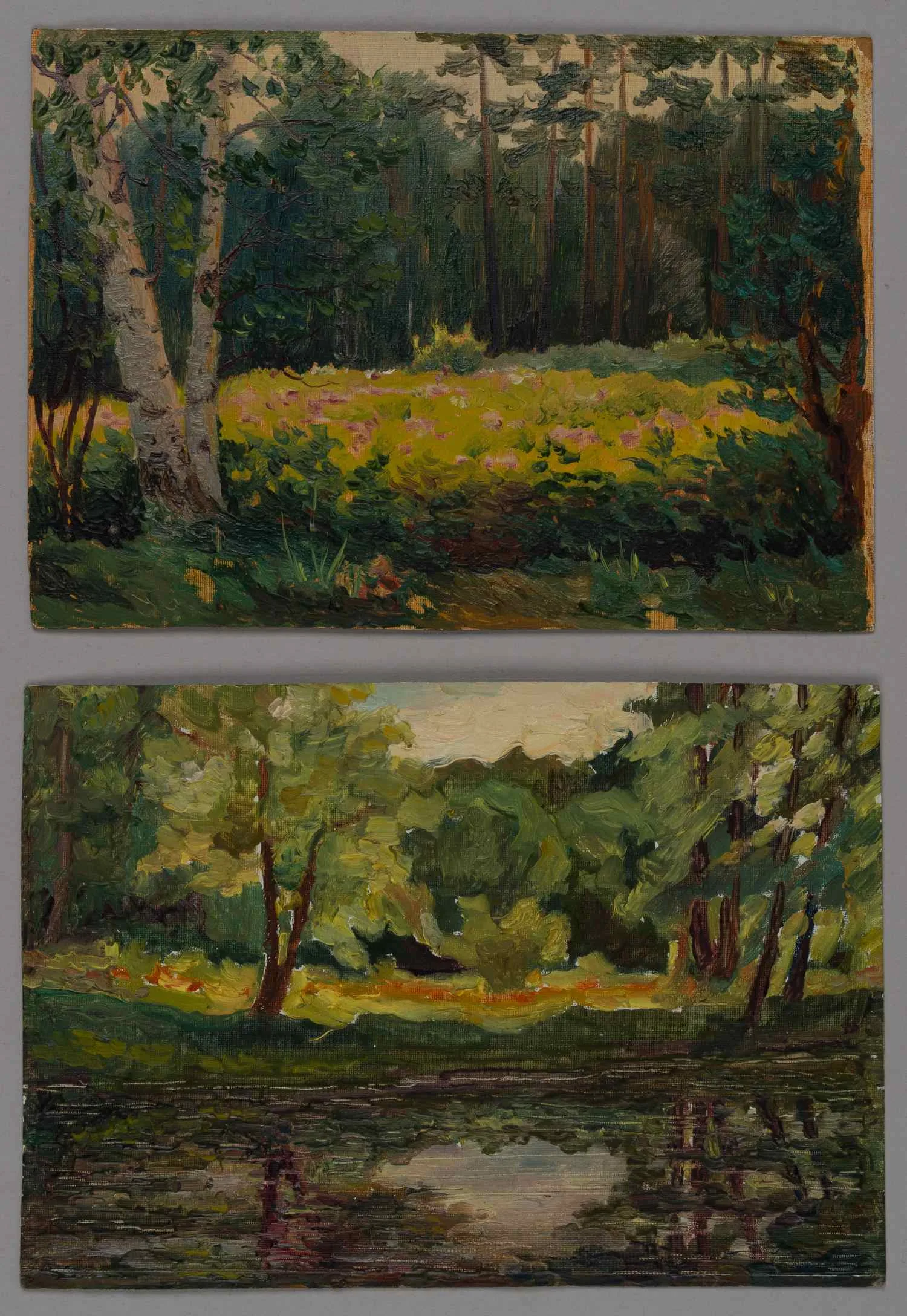 Ламцова Марина Сергеевна. Парные работы. Лесной и речной пейзажи. 1960-е годы.