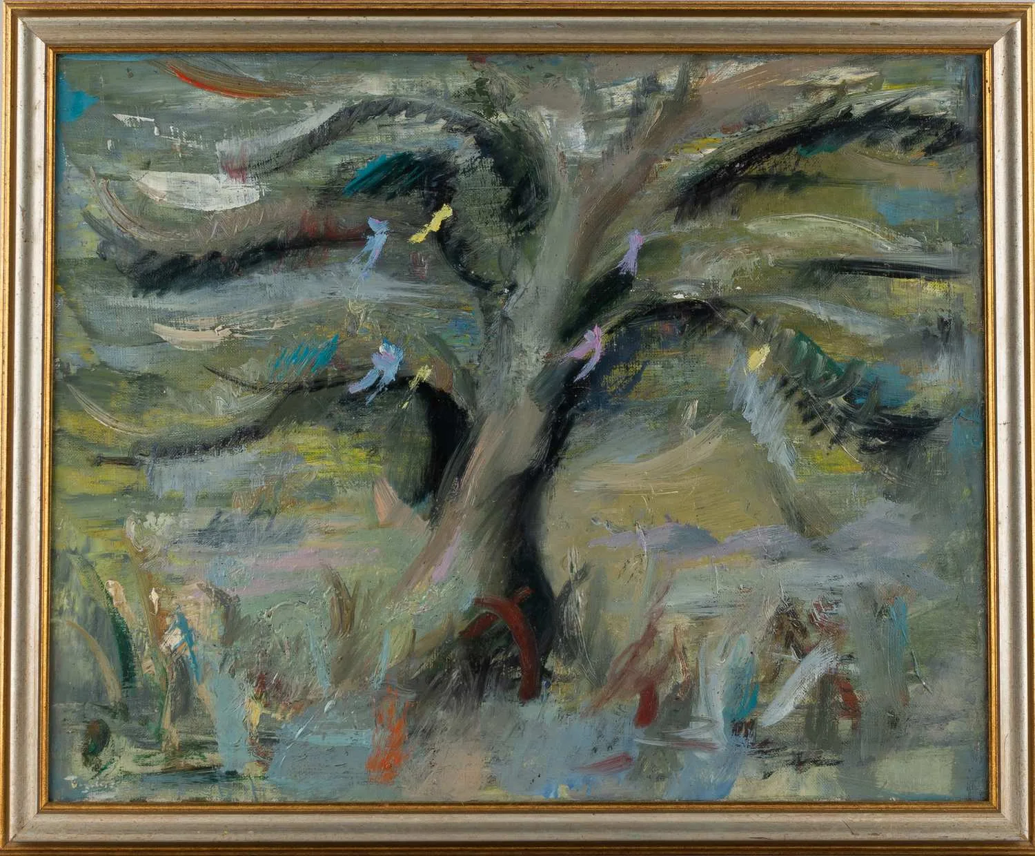 Нижарадзе Зураб Арчилович. Пейзаж с деревом. 1957.