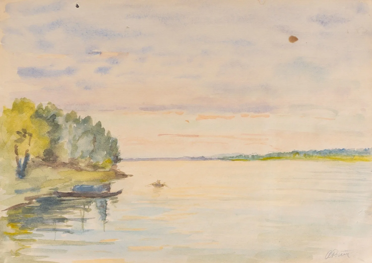 Ротач Александр Лукич. Пейзаж с лодкой. 1950-е годы.