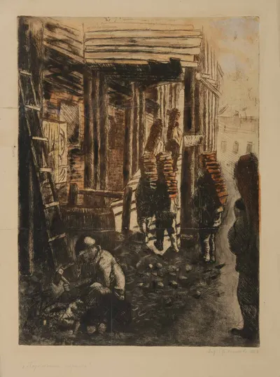 Столпникова Антонина Ильинична. Подносчики кирпича. 1928.