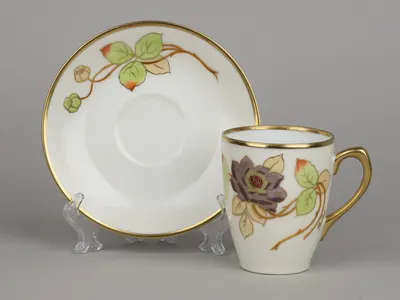Кофейная пара «Пион». Германия, Бавария, мануфактура Z.S.&Co Bavaria, художник Guillot, первая треть ХХ века.