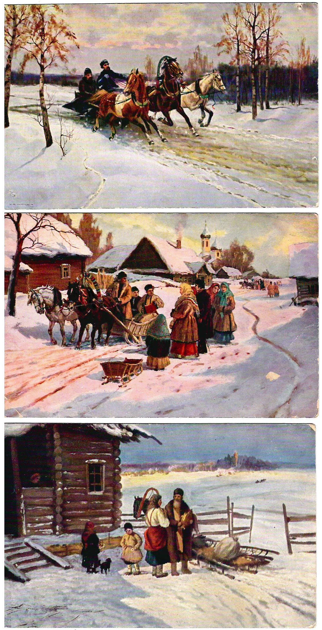 Львов И.М. 5 открыток «Зимой». Начало XX века.