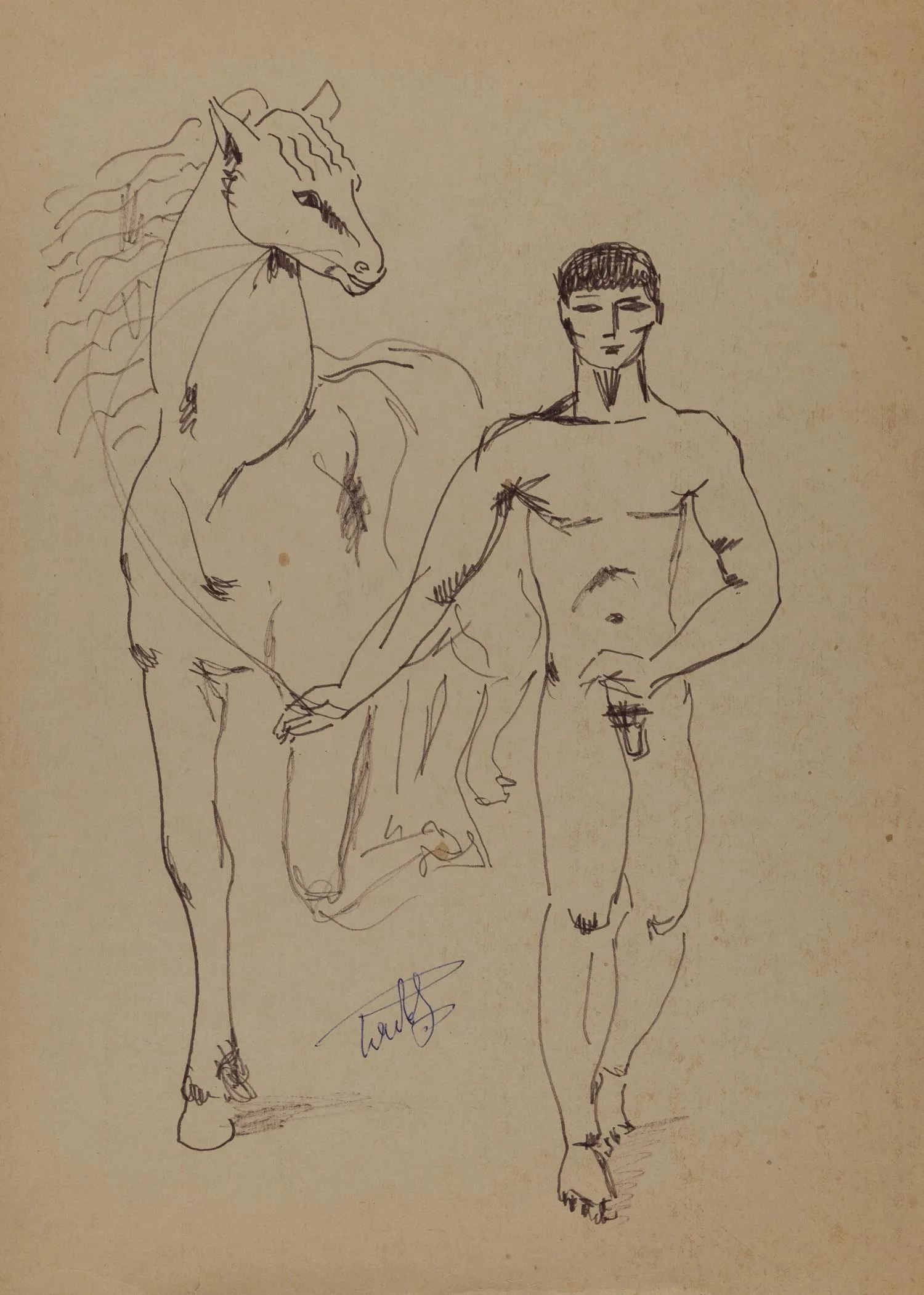 Рябов С. Юноша с конем. 1970-е годы.