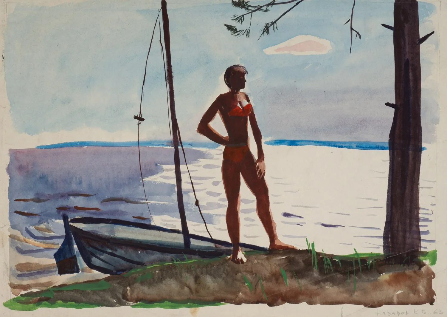 Назаров Константин Борисович. Девушка на берегу. 1963.