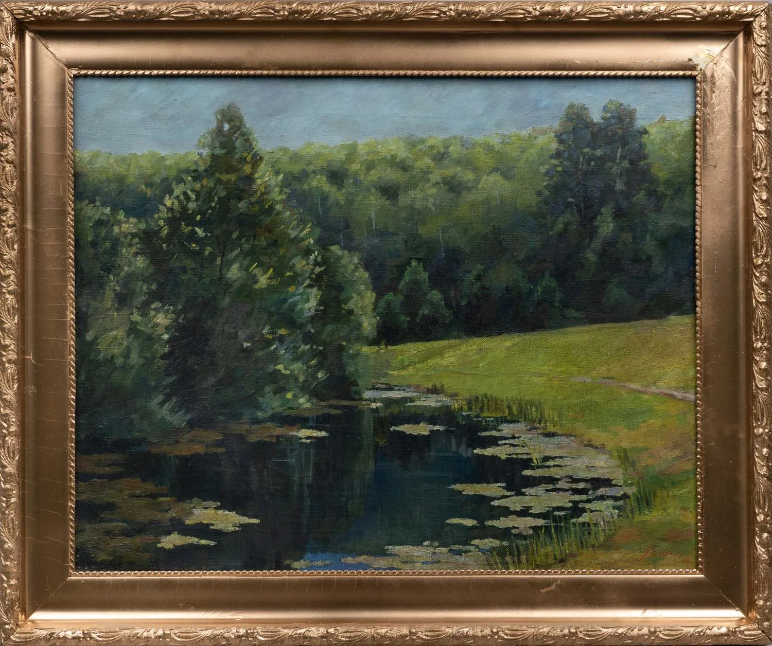 Неизвестный художник (Пчелкин по подписи). Заросший пруд. 1935.