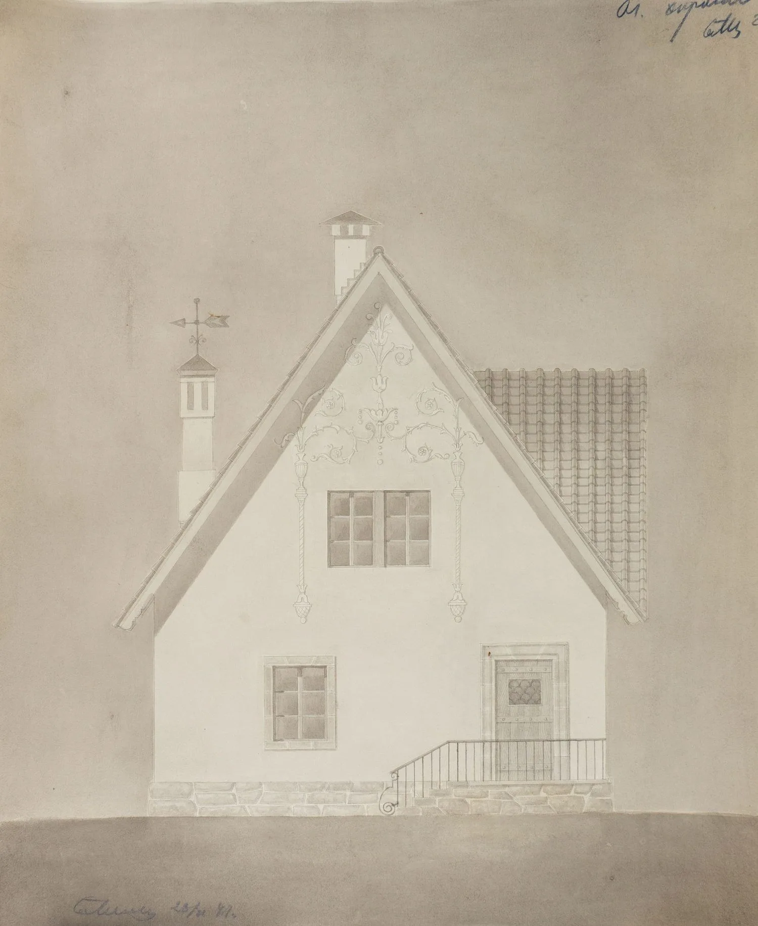 Цыпин Р. 2 эскиза частного жилого дома. 1947.