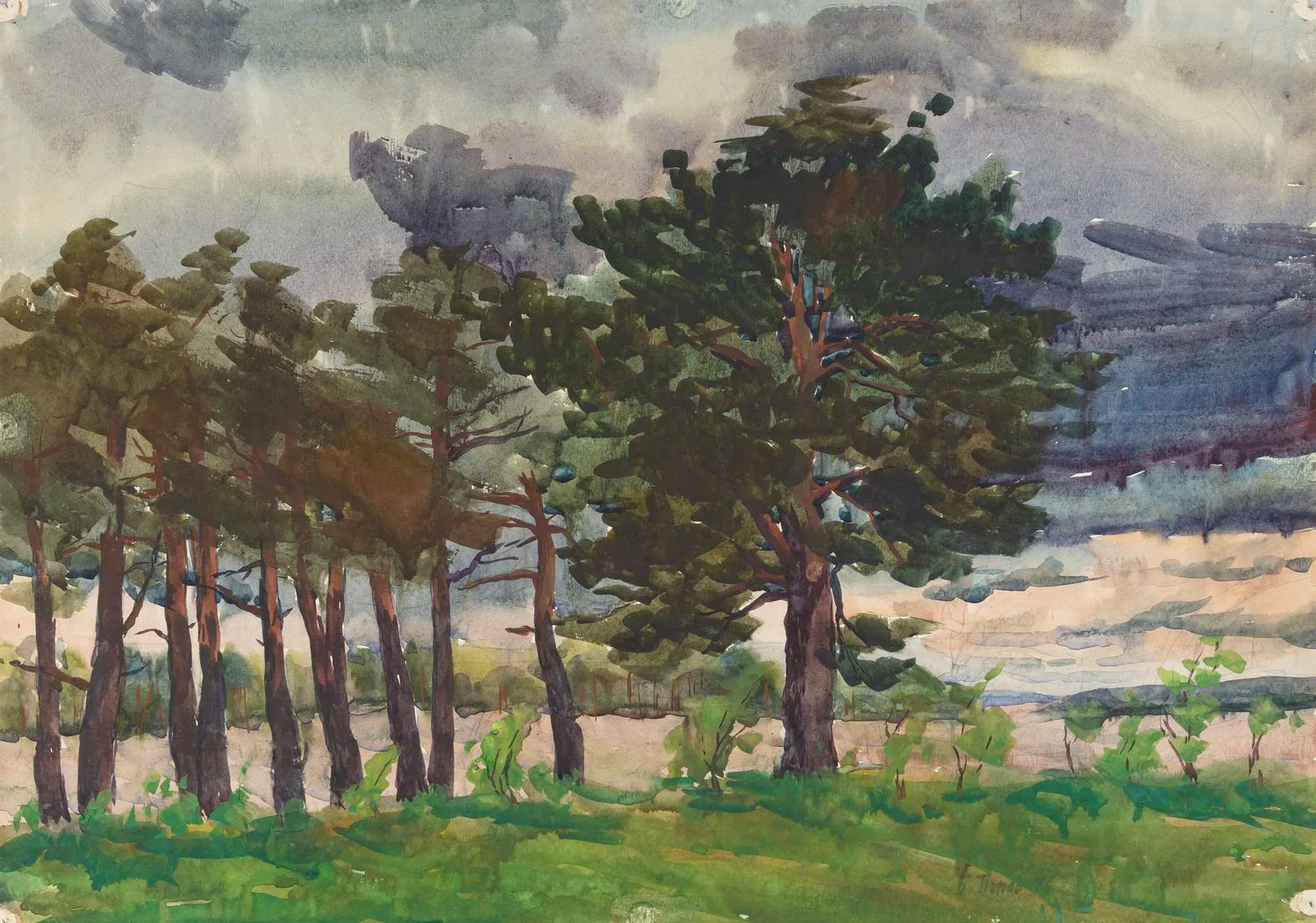 Попов Борис Никанорович. Деревья на ветру. 1976.