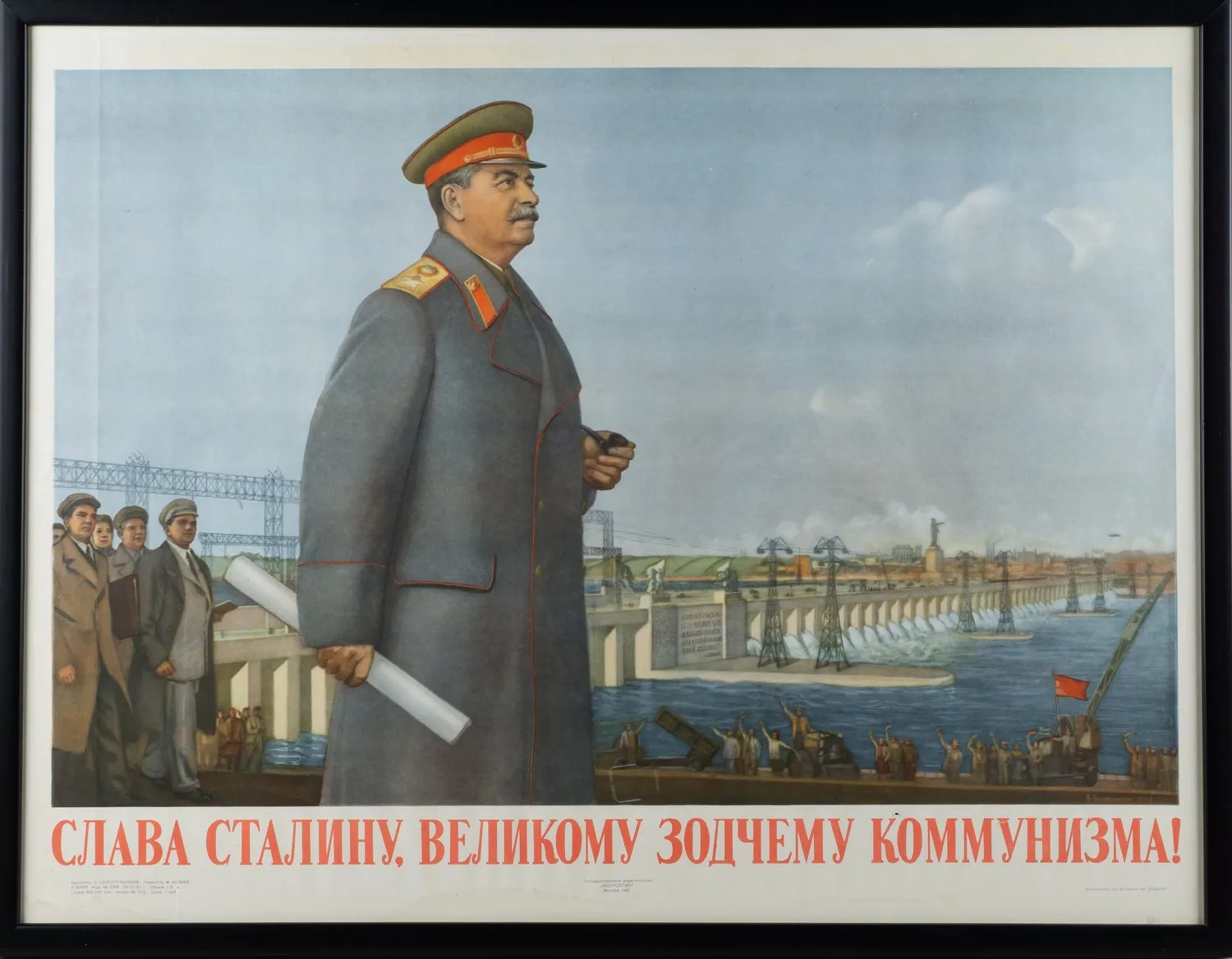Плакат "Слава Сталину, великому зодчему коммунизма". СССР, Москва, Государственное издательство «Искусство», автор - Б.Н. Белопольский, 1951 г.