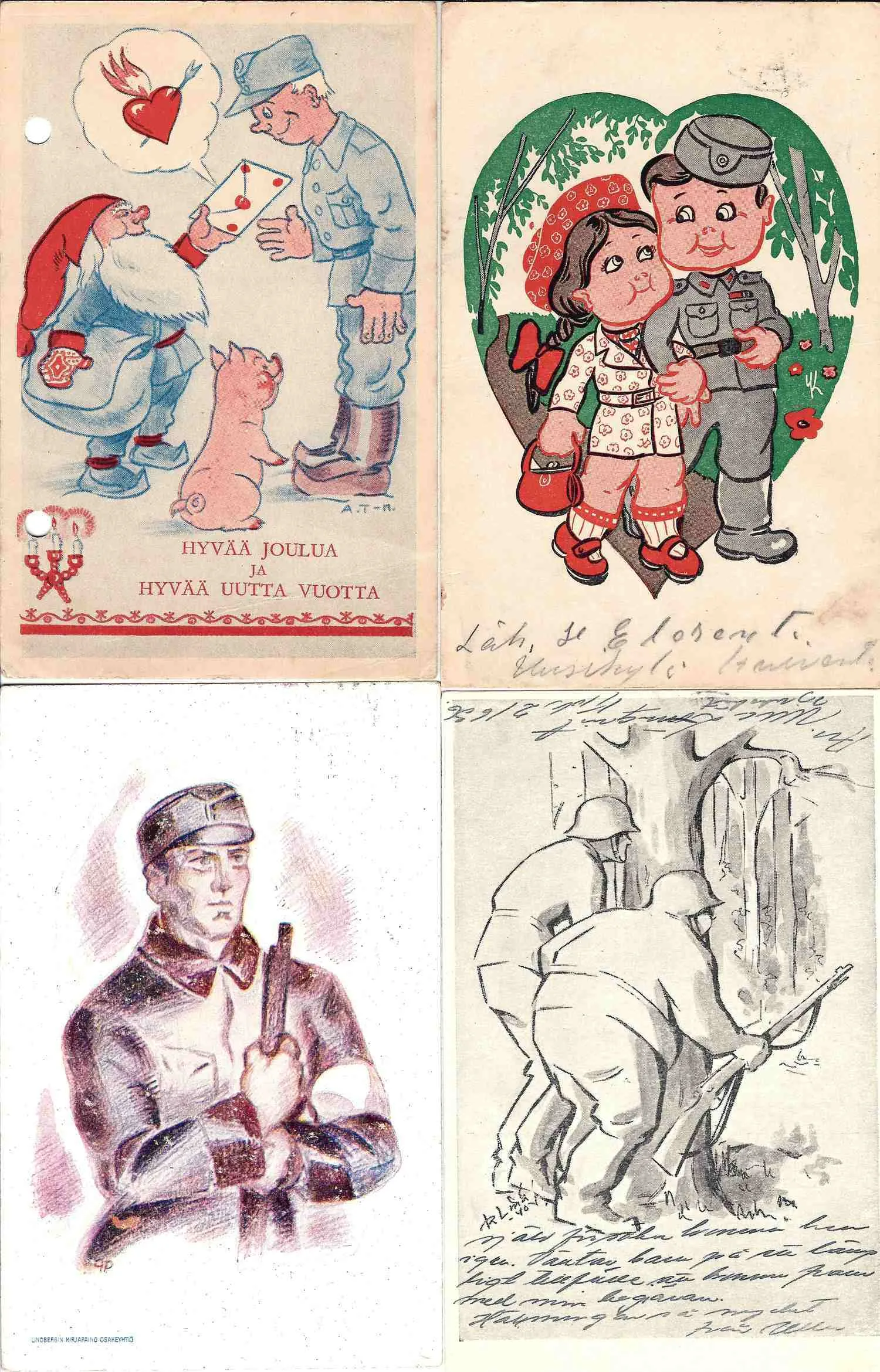 Финляндия. 22 художественные агитационные открытки. 1940-е годы.