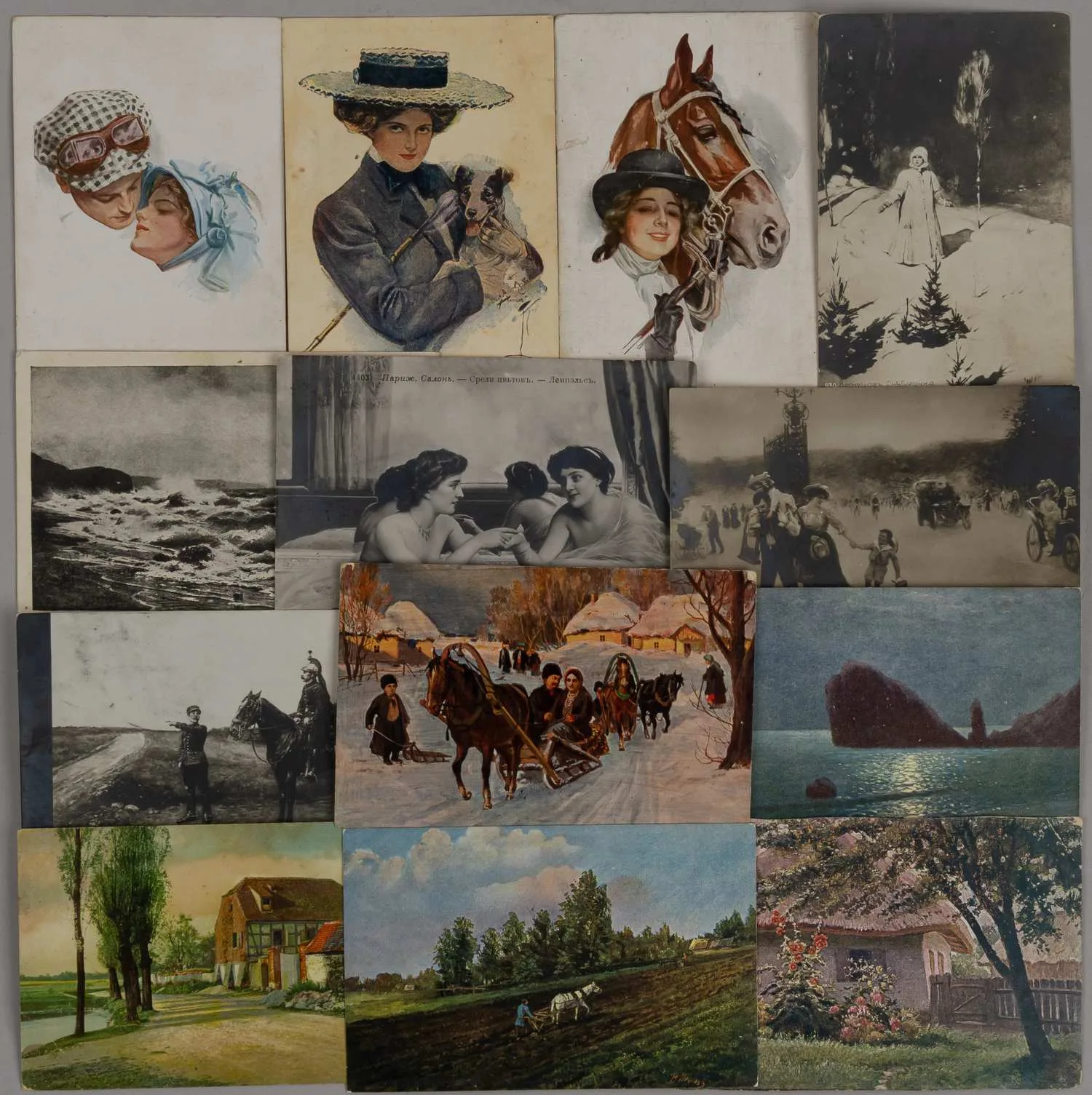13 открыток «Образы женщин», «Искусство». Россия, СССР, Зап. Европа, 1900-е - 1920-е годы.