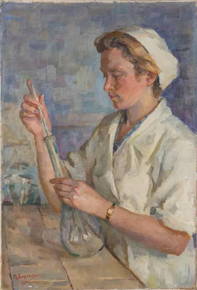 Ещенко Михаил Михайлович. Портрет Э.И. Банниковой. 1961