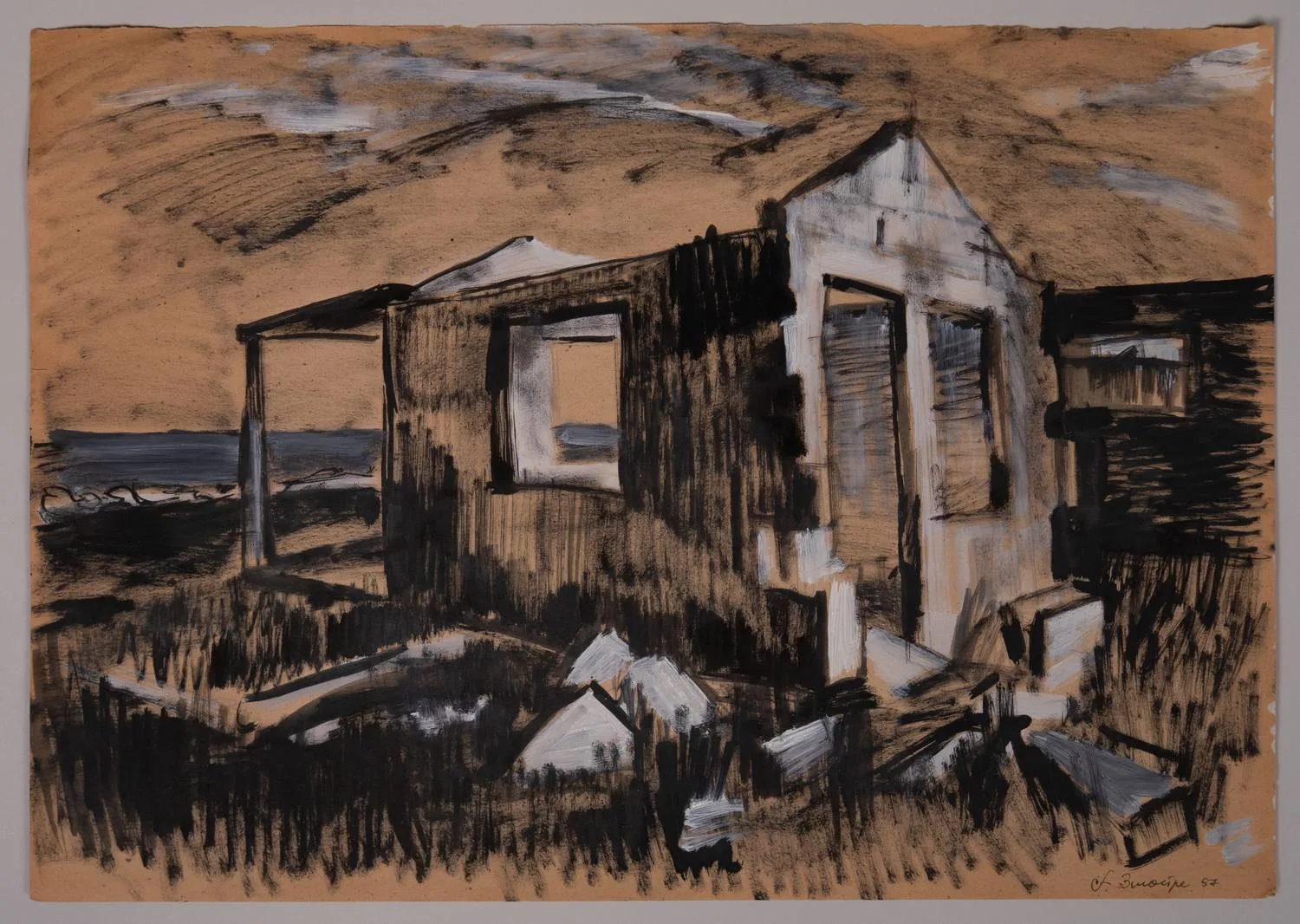 Неизвестный художник (А. Змойре. по подписи). Заброшенный дом. 1987.