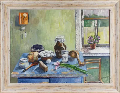 Коваленко Анатолий Иванович. Натюрморт на синем столе. 1980.