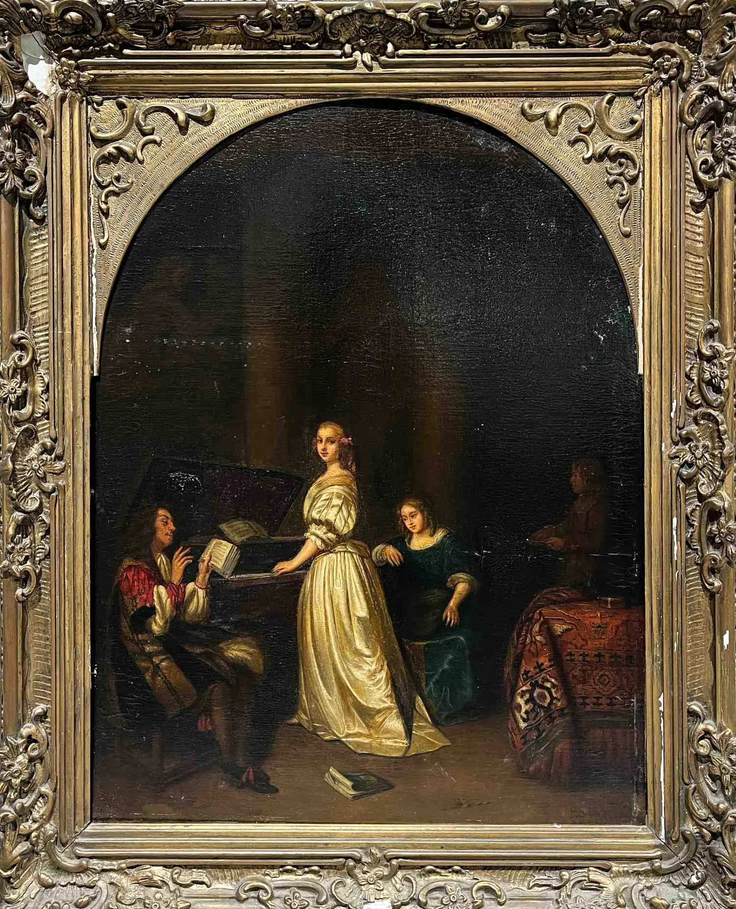 P. Stockel. Западная Европа. Первая четверть XIX века. Девушка у пианино (копия с картины Каспара Нетшера, середина XVII).