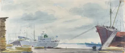 Лебедев Георгий Георгиевич. Порт на Волге. 1960-е годы.